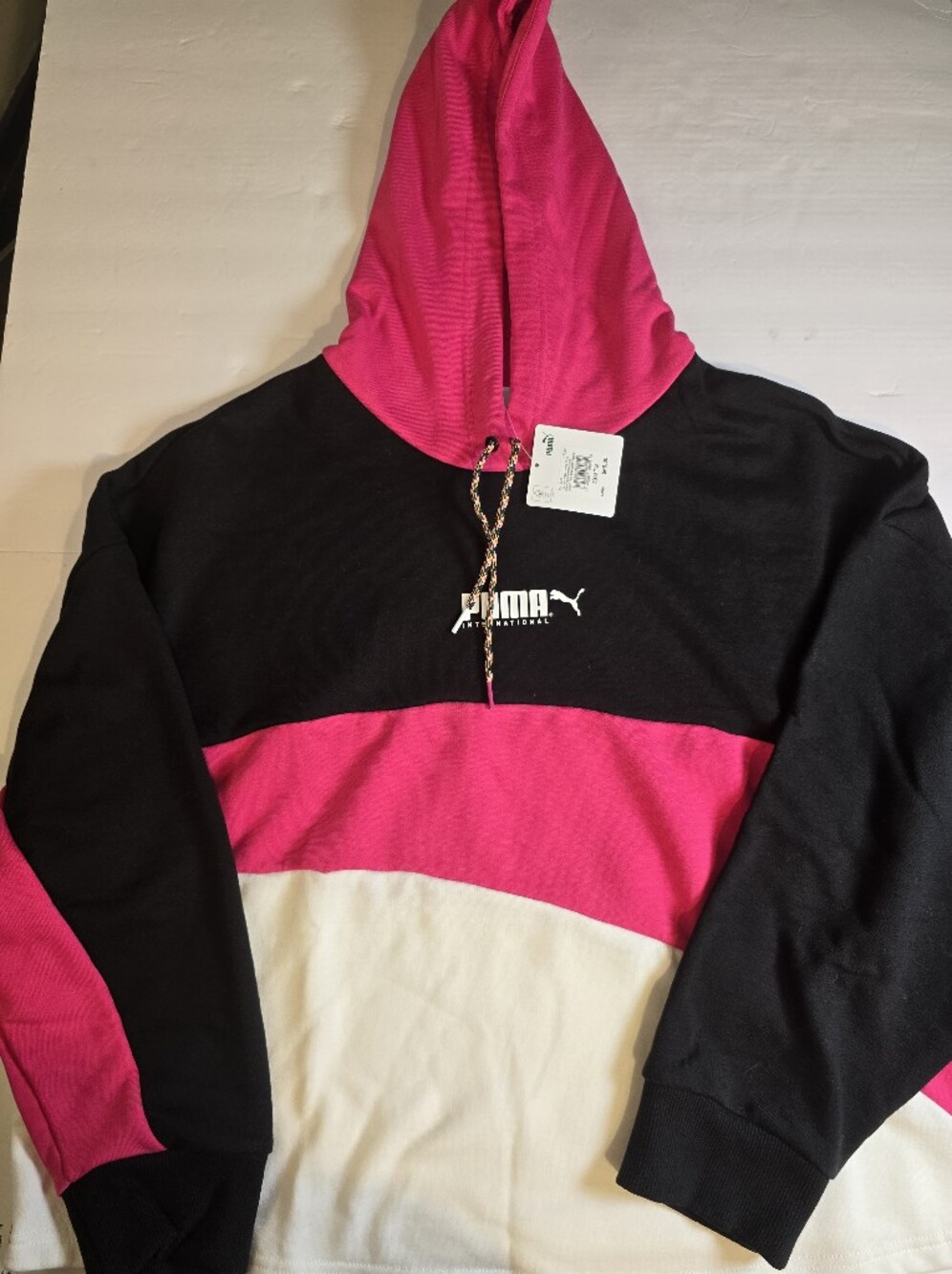 Puma Black, Hot Pink & Cream Colorblock Hoodie